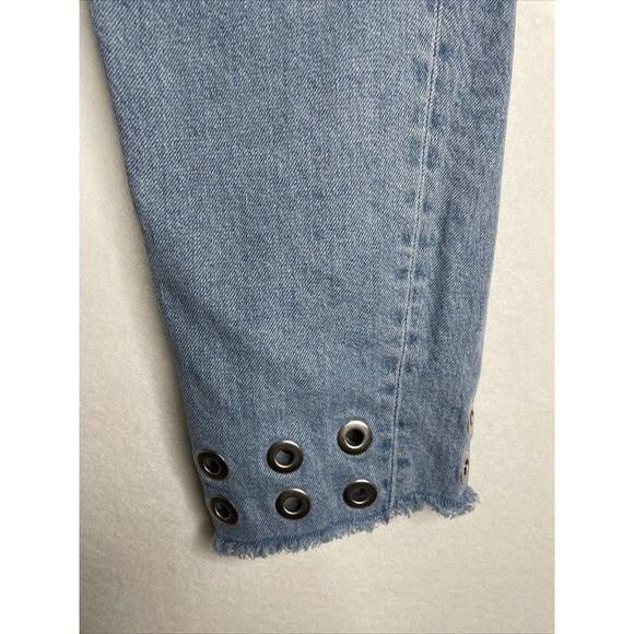Zara basic button up jeans straight leg Distressed Frayed Button Holes Size 4 - Picture 5 of 9